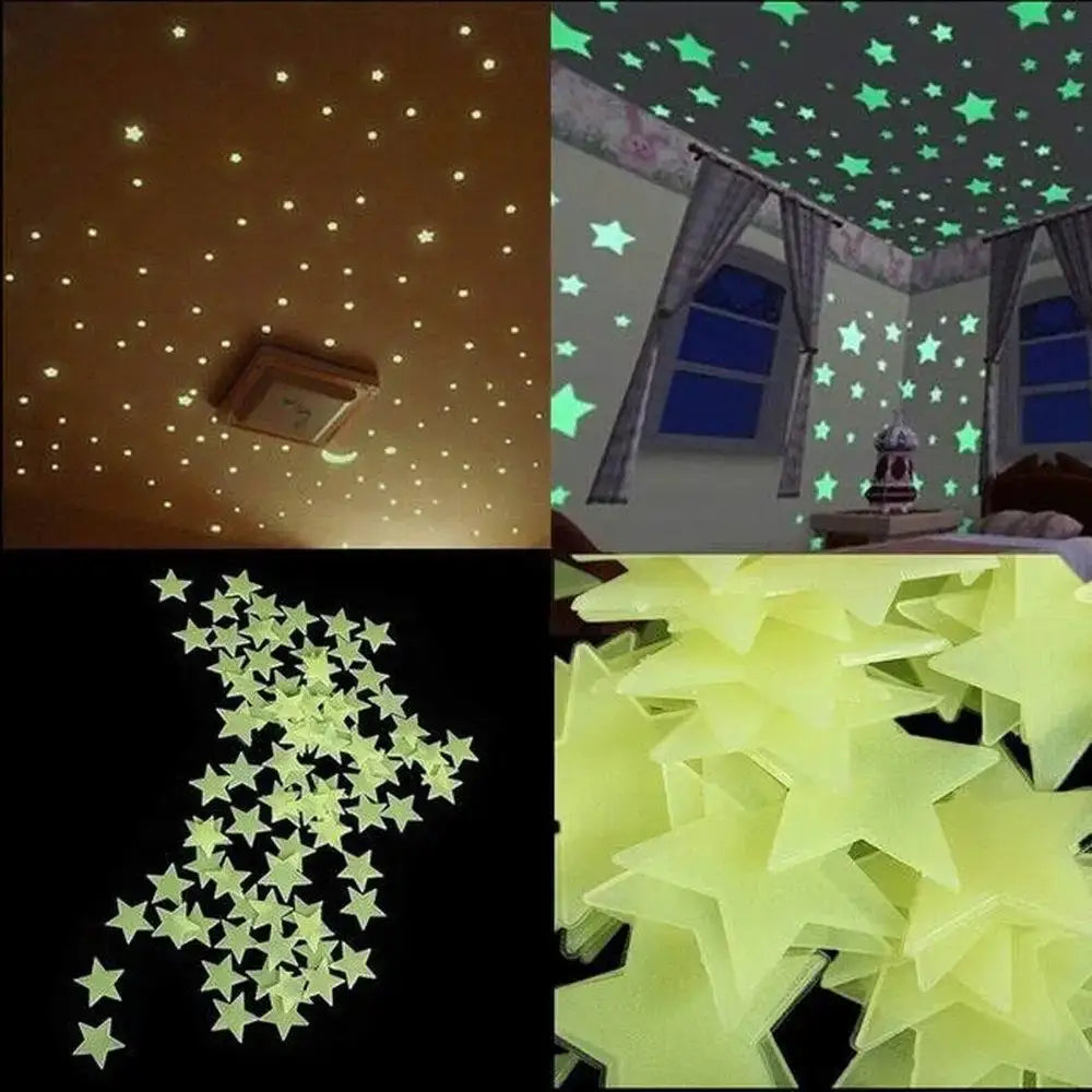 Multicolor stars glow dark wall stickers bedroom luminous decor