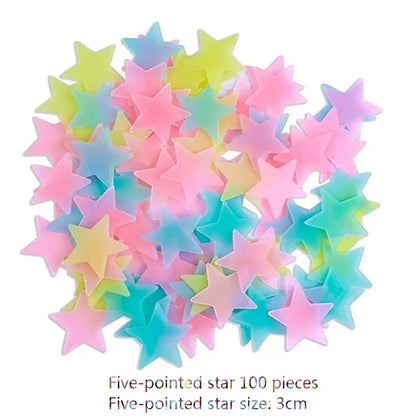 Multicolor stars glow dark wall stickers bedroom luminous decor