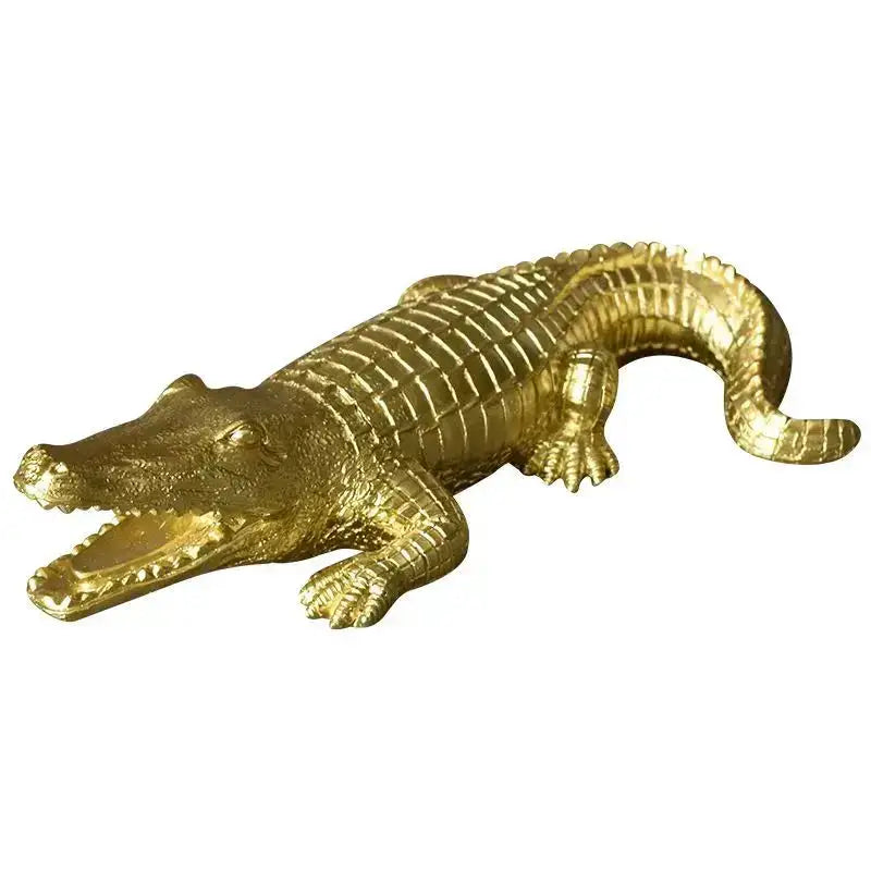 Multicolor striped crocodile wildlife sculpture living room decor