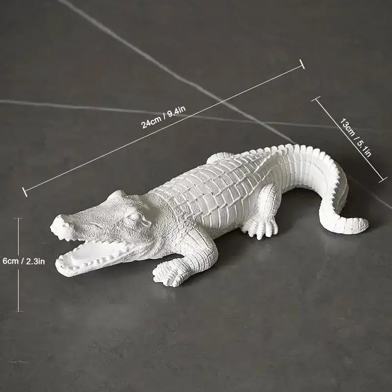 Multicolor striped crocodile wildlife sculpture living room decor