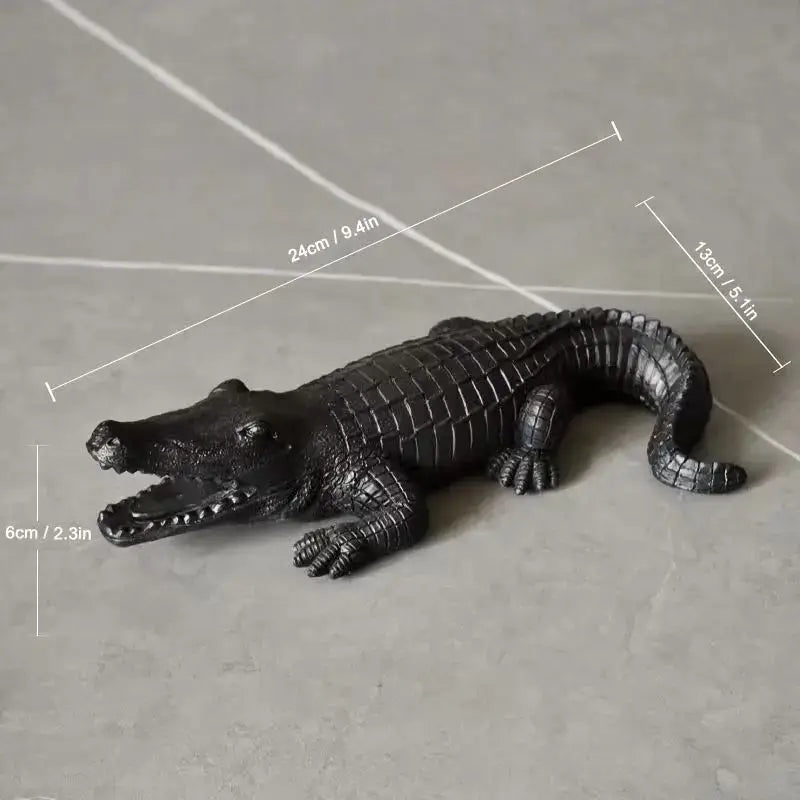 Multicolor striped crocodile wildlife sculpture living room decor