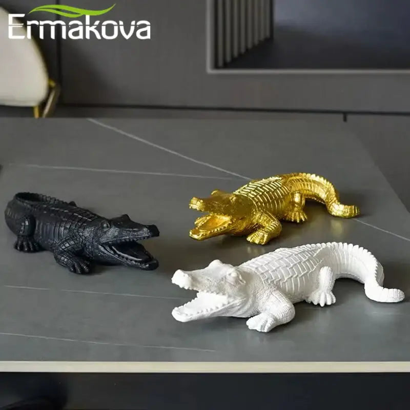 Multicolor striped crocodile wildlife sculpture living room decor