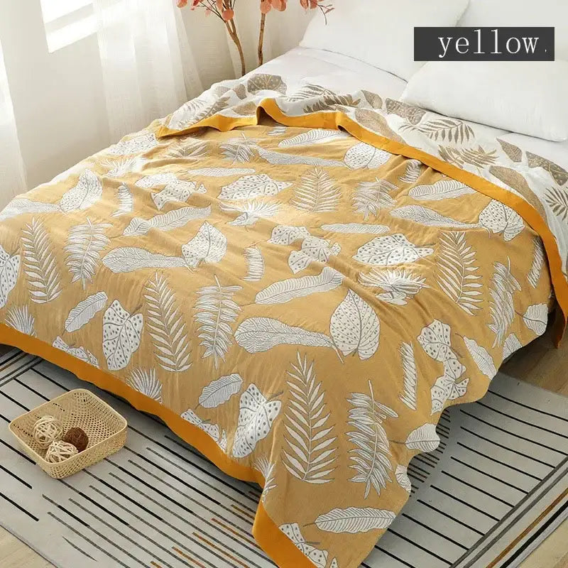 Multicolored cotton gauze boho throw blanket for bedroom or living room