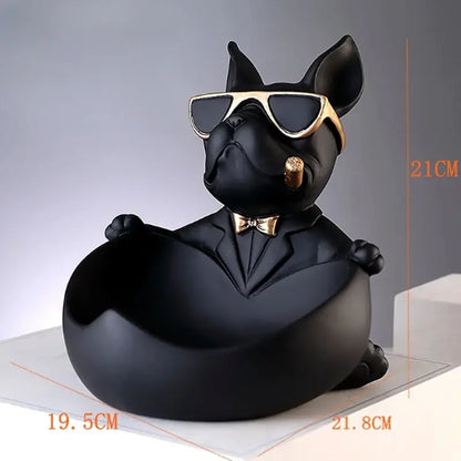 Muscular black french bulldog cool dog resin statue living room decor