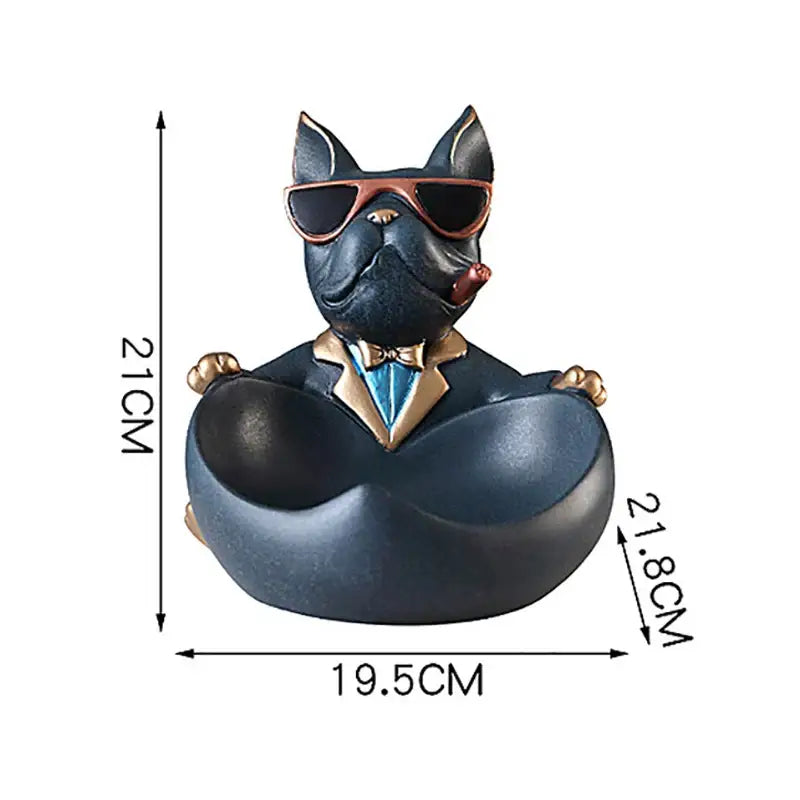 Muscular black french bulldog cool dog resin statue living room decor