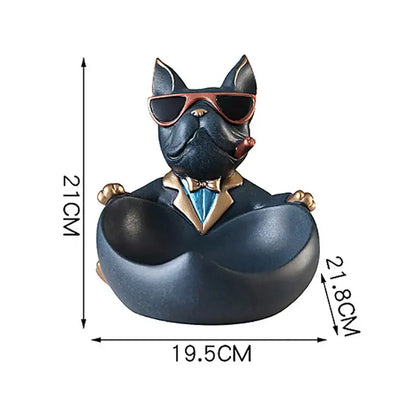 Muscular black french bulldog cool dog resin statue living room decor