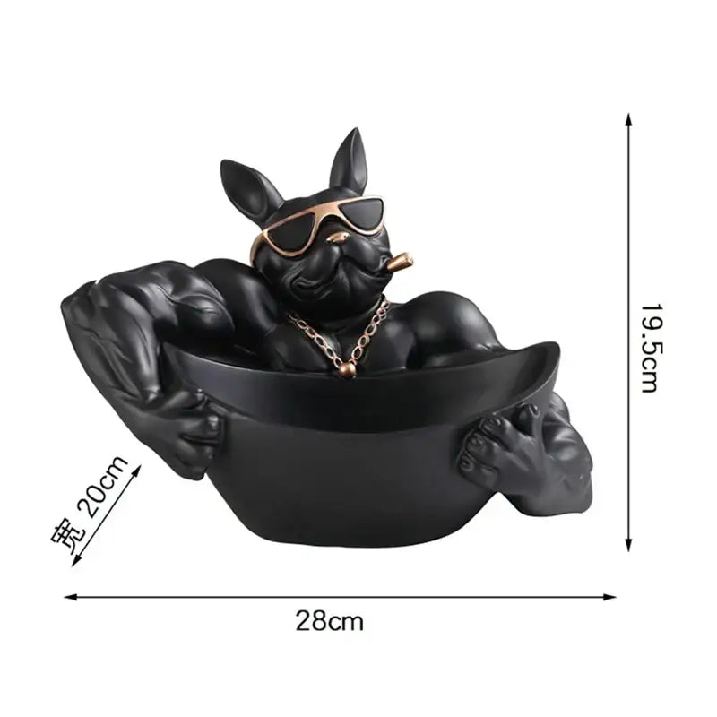 Muscular black french bulldog cool dog resin statue living room decor