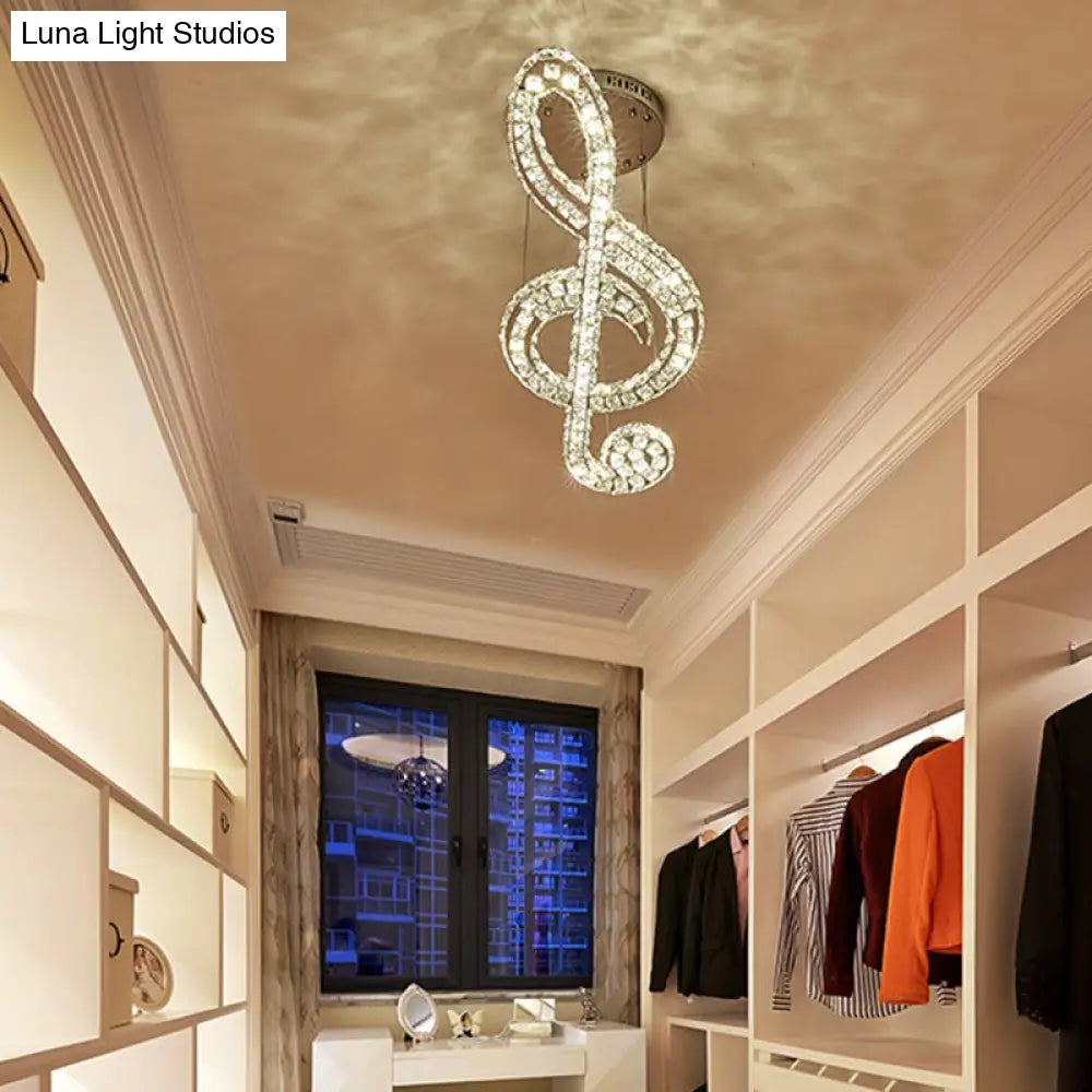 DecorBites™ Musical Note Pendant LED Chandelier - Sparkling Crystal Design for Fashion Stores