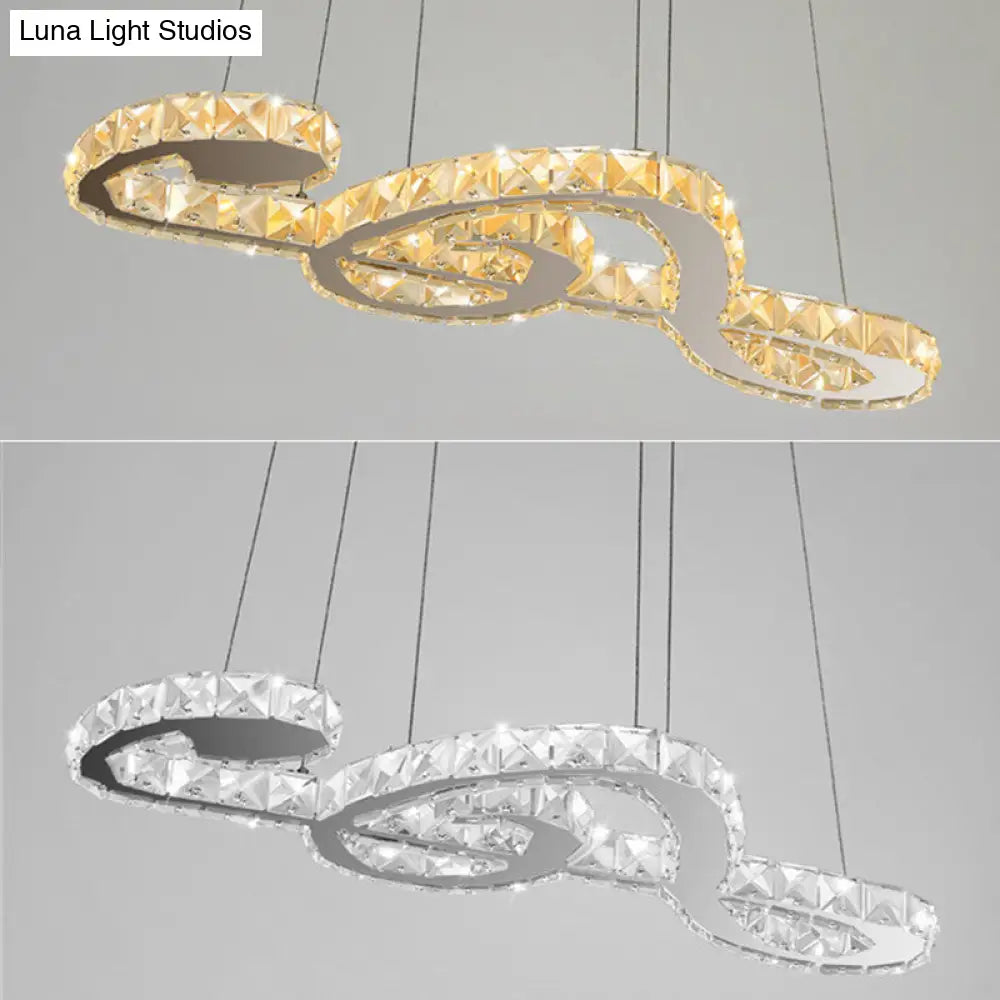 DecorBites™ Musical Note Pendant LED Chandelier - Sparkling Crystal Design for Fashion Stores