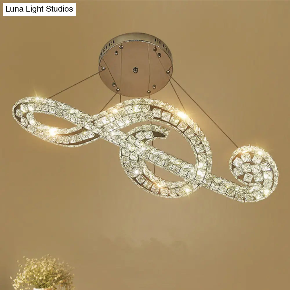 DecorBites™ Musical Note Pendant LED Chandelier - Sparkling Crystal Design for Fashion Stores