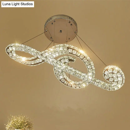 DecorBites™ Musical Note Pendant LED Chandelier - Sparkling Crystal Design for Fashion Stores