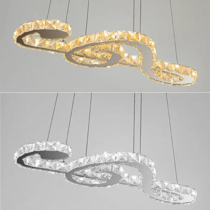 DecorBites™ Musical Note Pendant LED Chandelier - Sparkling Crystal Design for Fashion Stores
