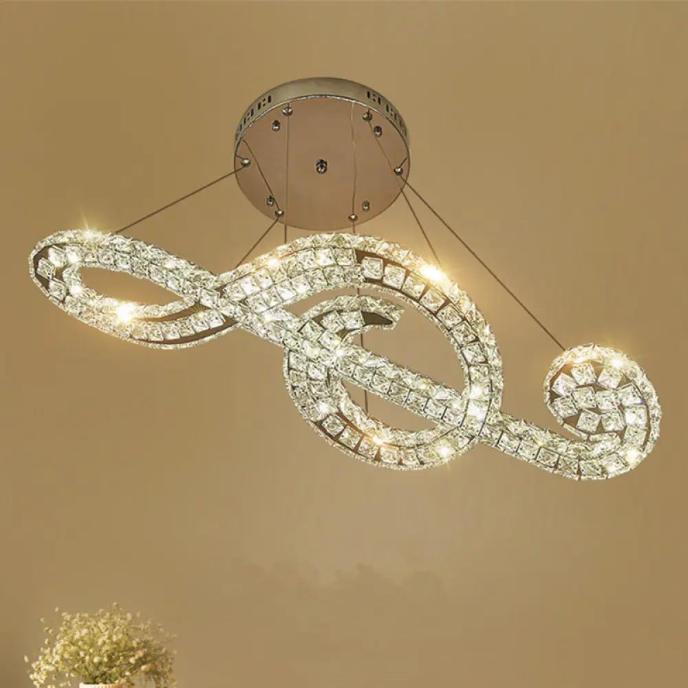 DecorBites™ Musical Note Pendant LED Chandelier - Sparkling Crystal Design for Fashion Stores