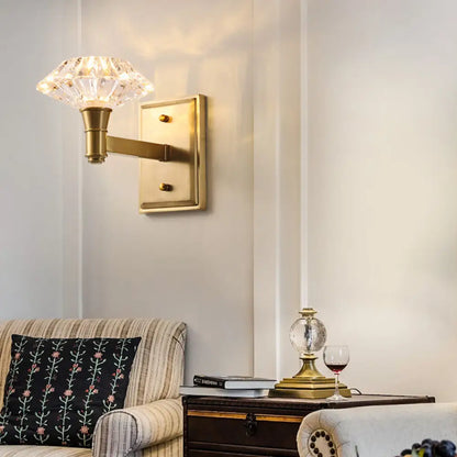 DecorBites™ Mussel Brass Wall Mounted Crystal Doorway Wall Lamp with Clean-Lined Arm