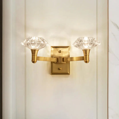 DecorBites™ Mussel Brass Wall Mounted Crystal Doorway Wall Lamp with Clean-Lined Arm