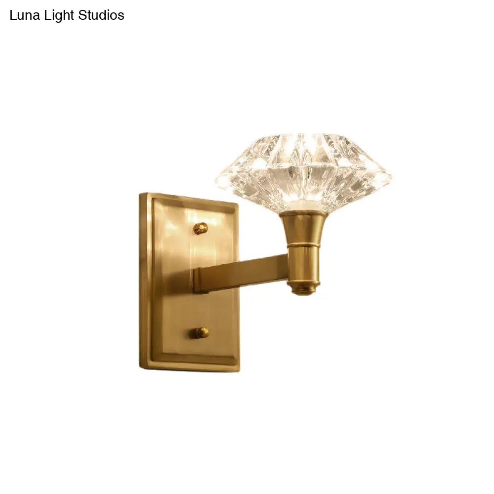 DecorBites™ Mussel Brass Wall Mounted Crystal Doorway Wall Lamp with Clean-Lined Arm