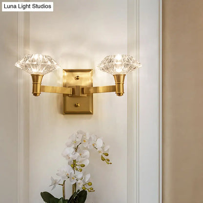 DecorBites™ Mussel Brass Wall Mounted Crystal Doorway Wall Lamp with Clean-Lined Arm