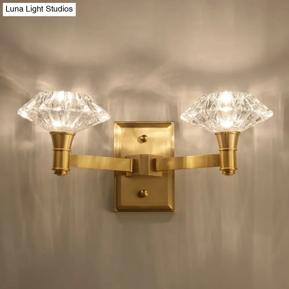 DecorBites™ Mussel Brass Wall Mounted Crystal Doorway Wall Lamp with Clean-Lined Arm
