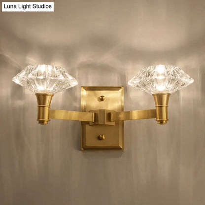 DecorBites™ Mussel Brass Wall Mounted Crystal Doorway Wall Lamp with Clean-Lined Arm