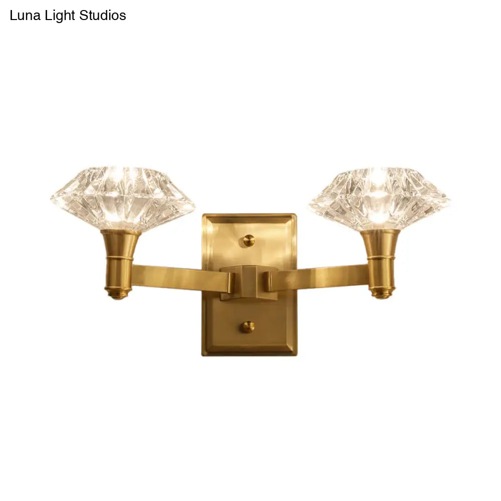 DecorBites™ Mussel Brass Wall Mounted Crystal Doorway Wall Lamp with Clean-Lined Arm