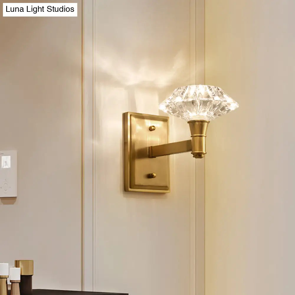 DecorBites™ Mussel Brass Wall Mounted Crystal Doorway Wall Lamp with Clean-Lined Arm