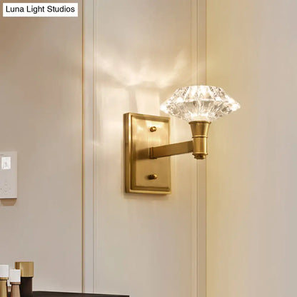 DecorBites™ Mussel Brass Wall Mounted Crystal Doorway Wall Lamp with Clean-Lined Arm