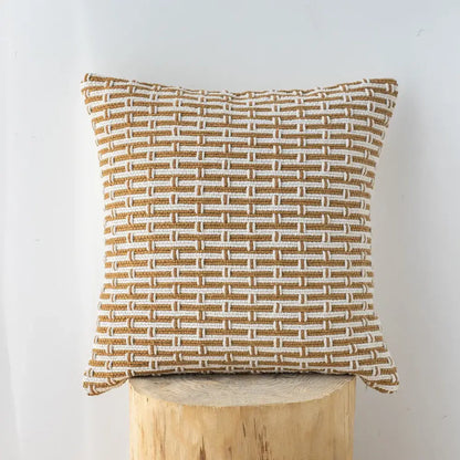 Mustard & cream cotton woven texture cushion cover living room