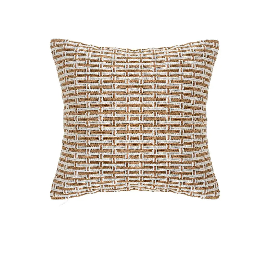 Mustard & cream cotton woven texture cushion cover living room