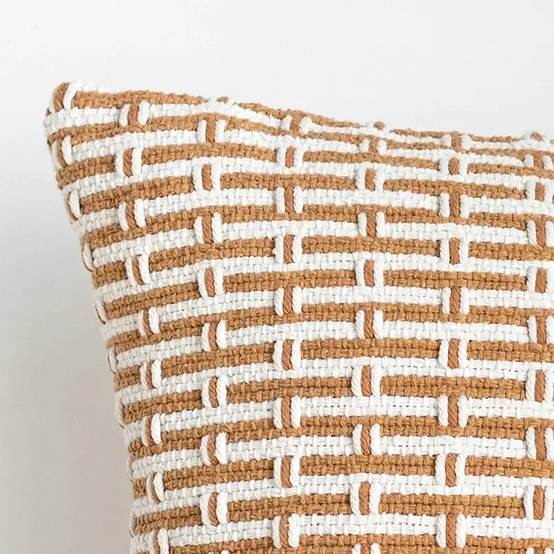 Mustard & cream cotton woven texture cushion cover living room