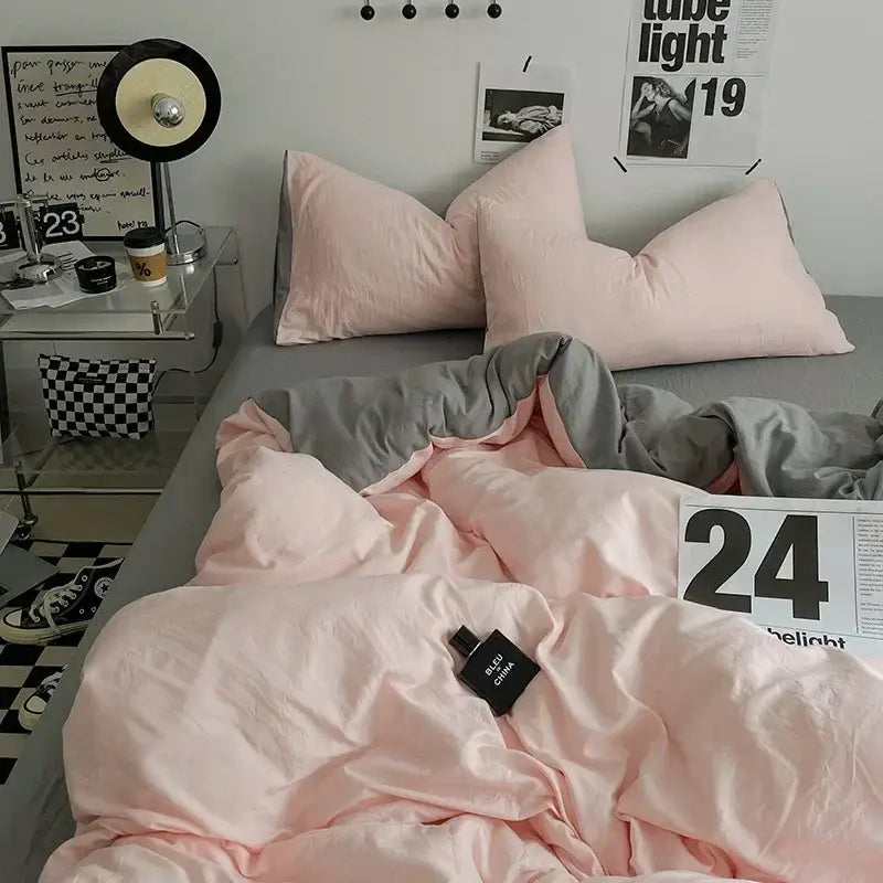 Mustard textured cotton bedding set bedroom linen comforter cover