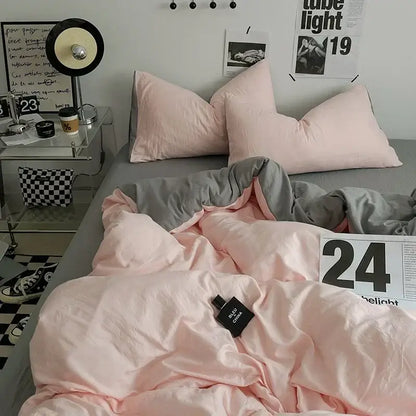 Mustard textured cotton bedding set bedroom linen comforter cover