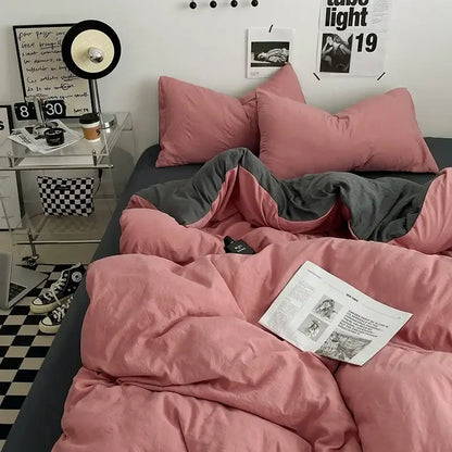 Mustard textured cotton bedding set bedroom linen comforter cover