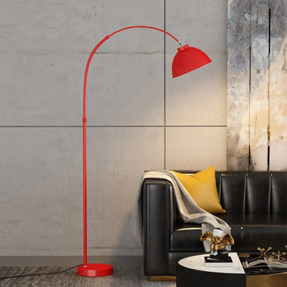 Mustard yellow adjustable arched floor lamp for living room lighting