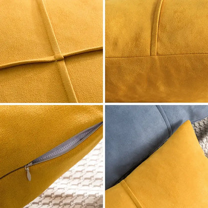 Mustard yellow cross faux suede pillow cover living room decor