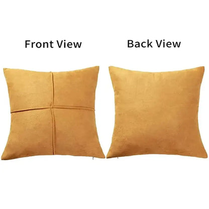 Mustard yellow cross faux suede pillow cover living room decor