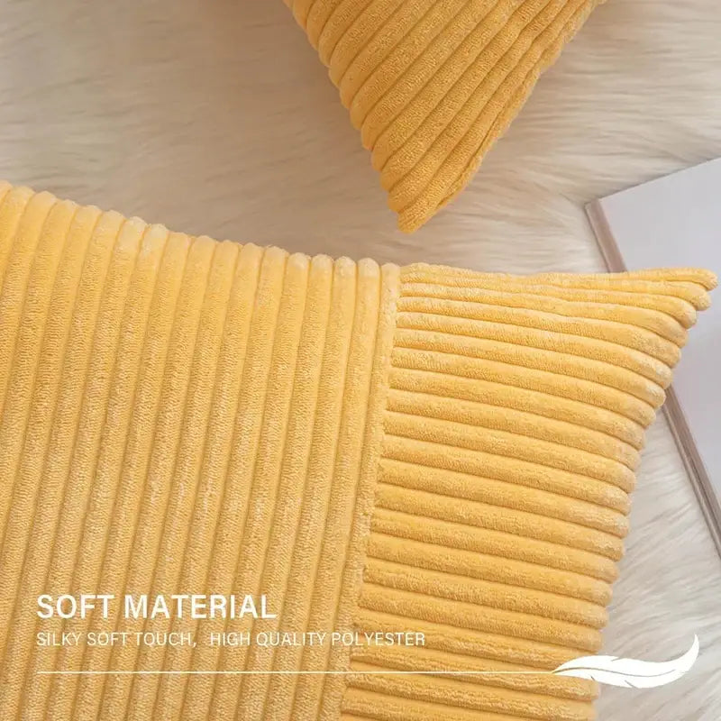 Mustard yellow corduroy striped pillow covers living room