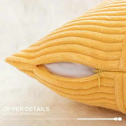 Mustard yellow corduroy striped pillow covers living room