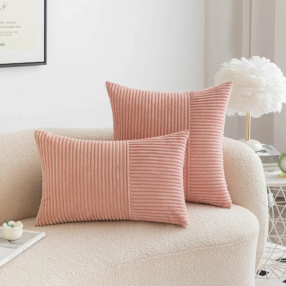 Mustard yellow corduroy striped pillow covers living room