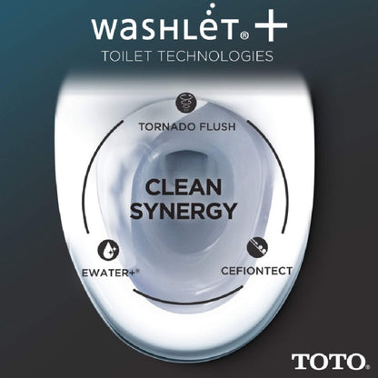 [MW4364736CEMFGN#01] TOTO Aquia IV Cube 1.28 GPF And 0.9 GPF Dynamax Tornado Flush Toilet With Washlet S7A Bidet Seat (SAK74285)