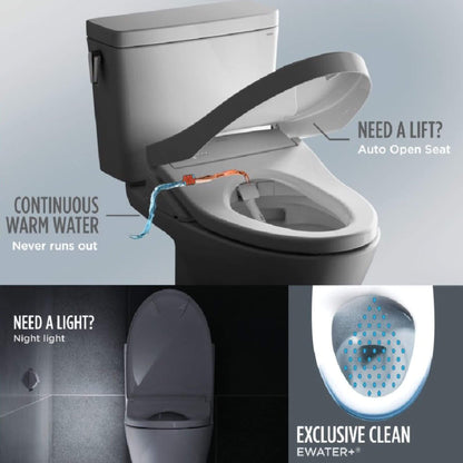 [MW7764736CEFG#01] TOTO Drake 1.28 GPF Elongated Chair Height Toilet W/ Washlet S7A Auto Heated Bidet Seat & EWater+ Technlogy (SAK95423)
