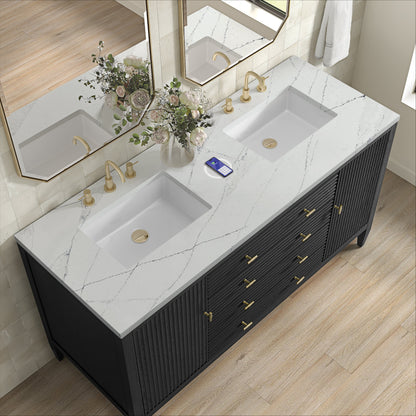James Martin Myrrin 60" Double Bathroom Vanity, Carbon Oak