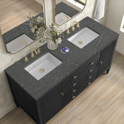 James Martin Myrrin 60" Double Bathroom Vanity, Carbon Oak