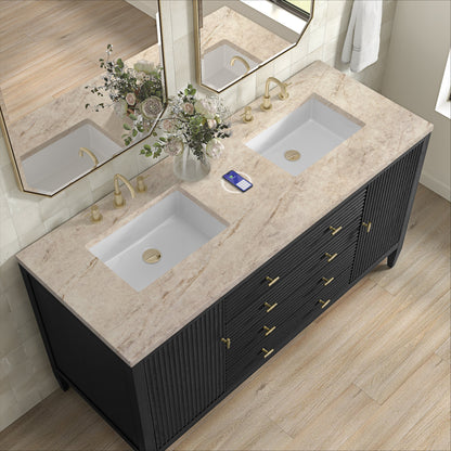 James Martin Myrrin 60" Double Bathroom Vanity, Carbon Oak