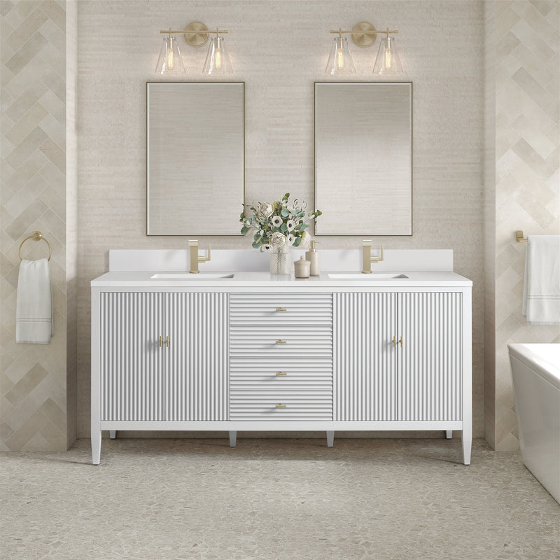 James Martin Myrrin 72" Single Bathroom Vanity, Bright White