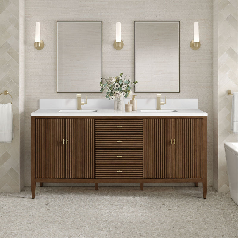 James Martin Myrrin 72" Single Bathroom Vanity, Mid-Century Walnut