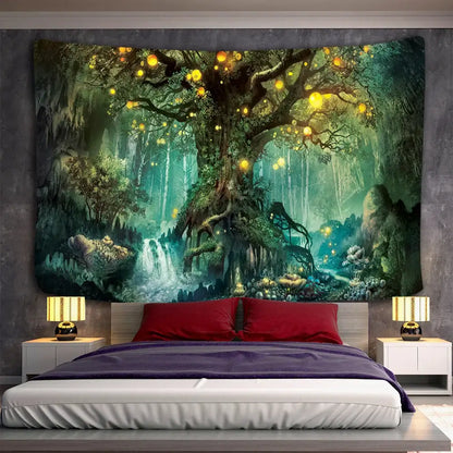 Mystical forest hippie wall tapestry bedroom 3d print decor
