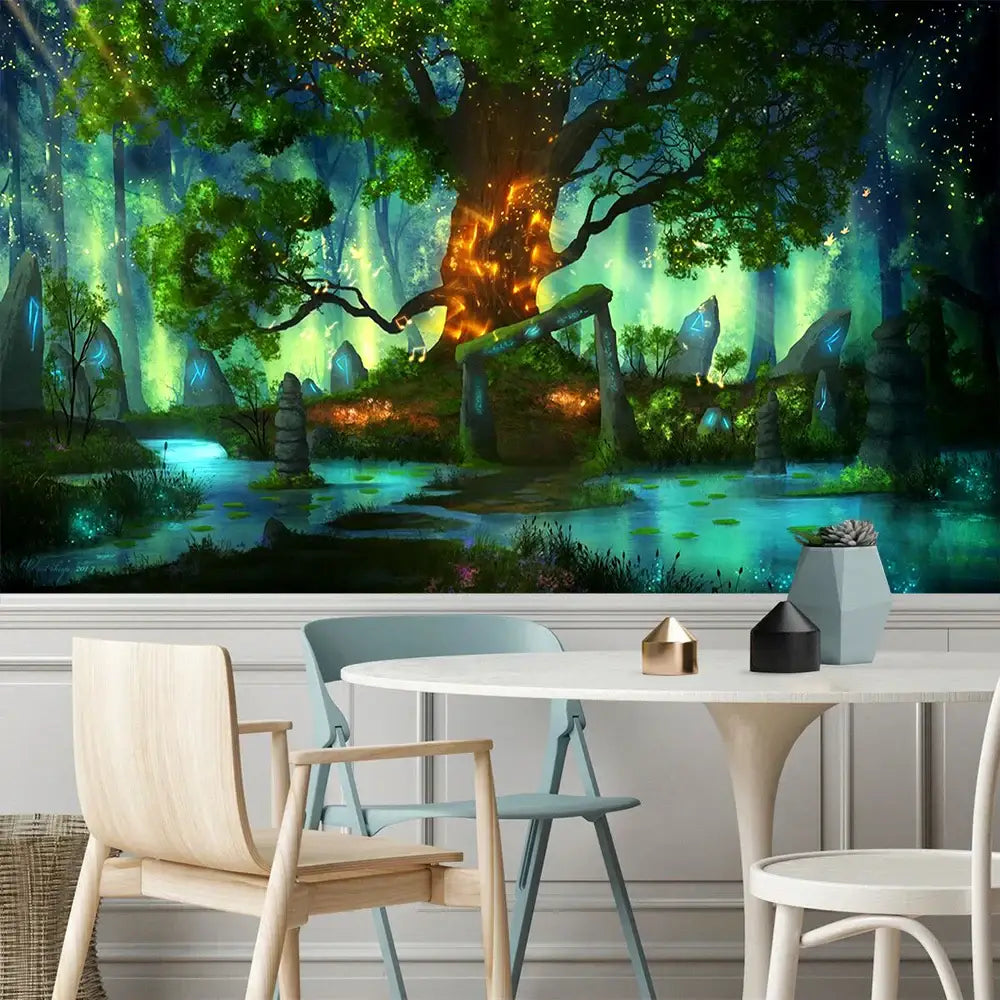Mystical forest hippie wall tapestry bedroom 3d print decor