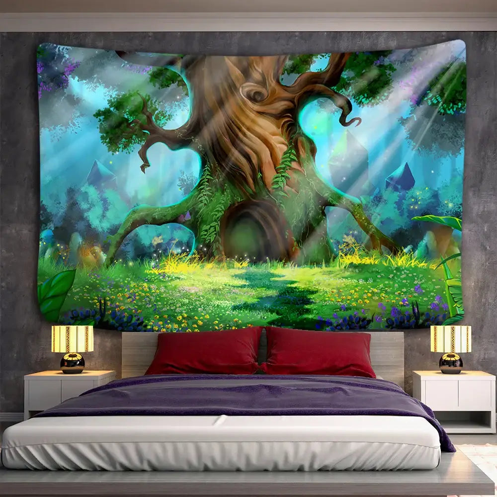 Mystical forest hippie wall tapestry bedroom 3d print decor