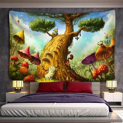 Mystical forest hippie wall tapestry bedroom 3d print decor