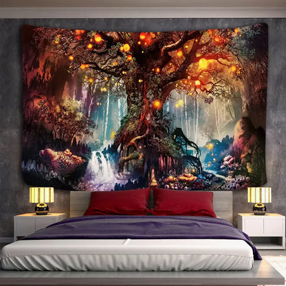 Mystical forest hippie wall tapestry bedroom 3d print decor